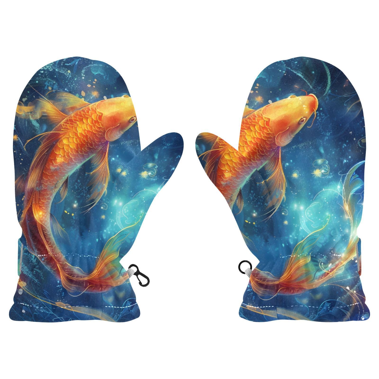 Kid's Winter Gloves Children Warm Gloves Koi Carp for Boys Girl Age 4-6 Years