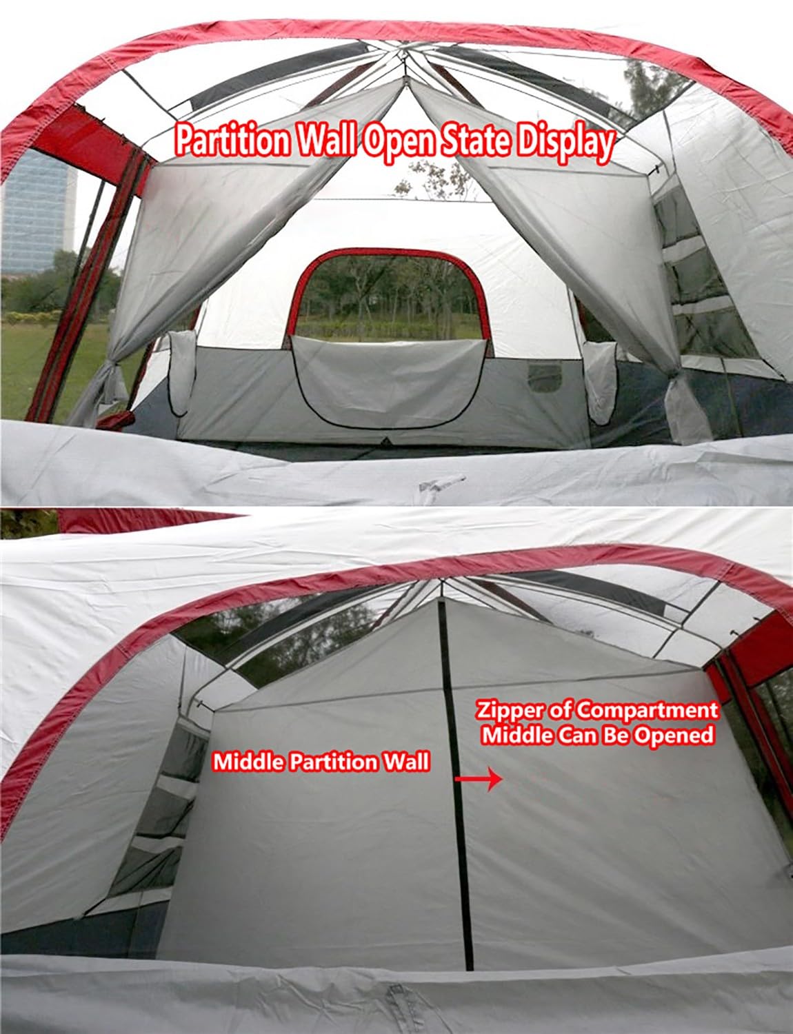 Tienda de campaña para 8-12 Personas, Ligera, Estable, Impermeable - Tienda Familiar con 2 dormitorios, Tienda Grande con Lona para el Suelo, 430 x 305 x 203 cm