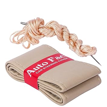 Autofact PU Leatherite Stitchable Steering Wheel Cover for Maruti Ertiga (Light Beige Color)