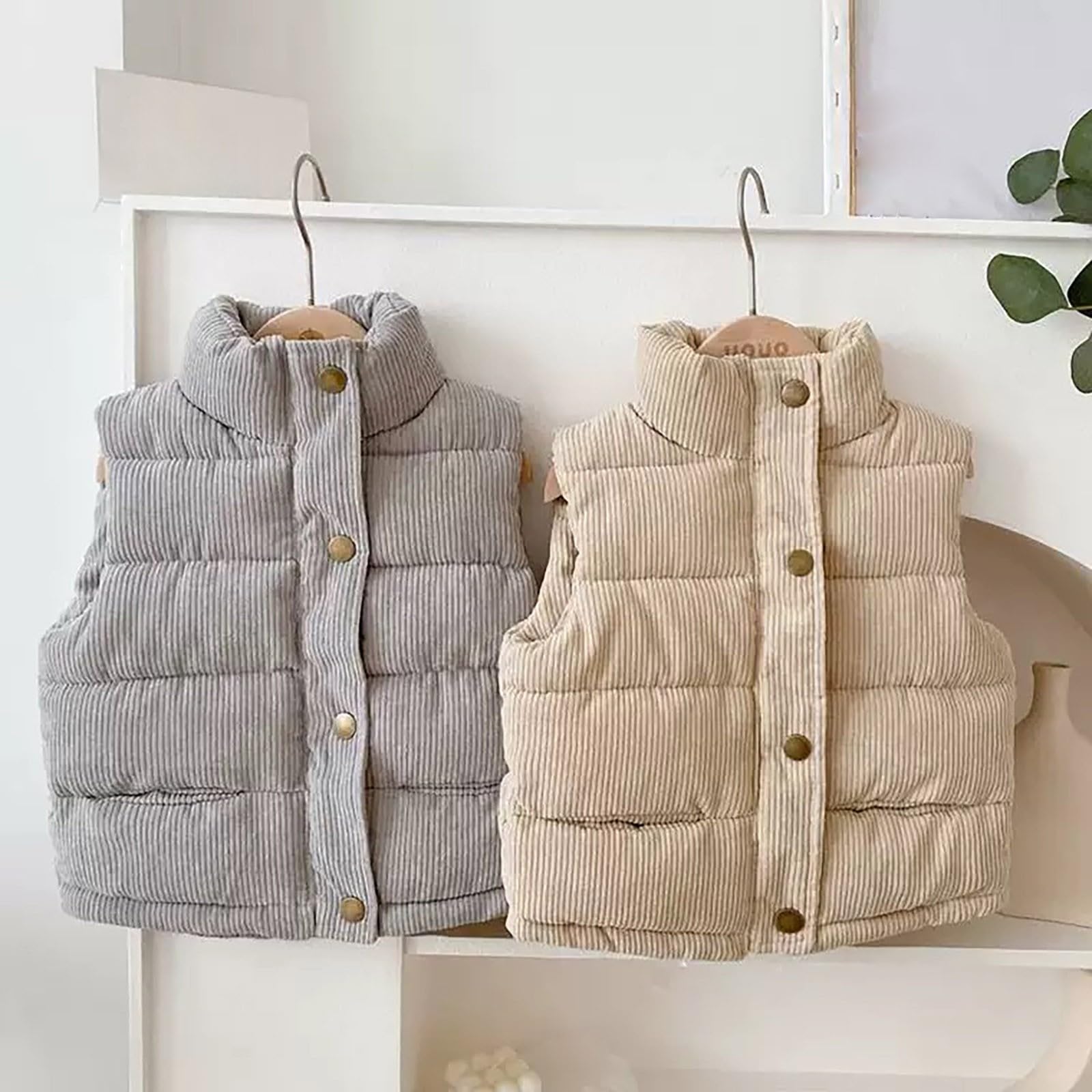 Bébé garçon fille col sans manches doudoune automne hiver uni boutonné veste d'hiver enfant garçon, gris, 18-24 mois