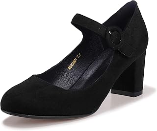 IDIFU Women's Candy Dress Mary Jane Shoes Low Block Heels Closed Round Toe Office Work Church Wedding Pumps