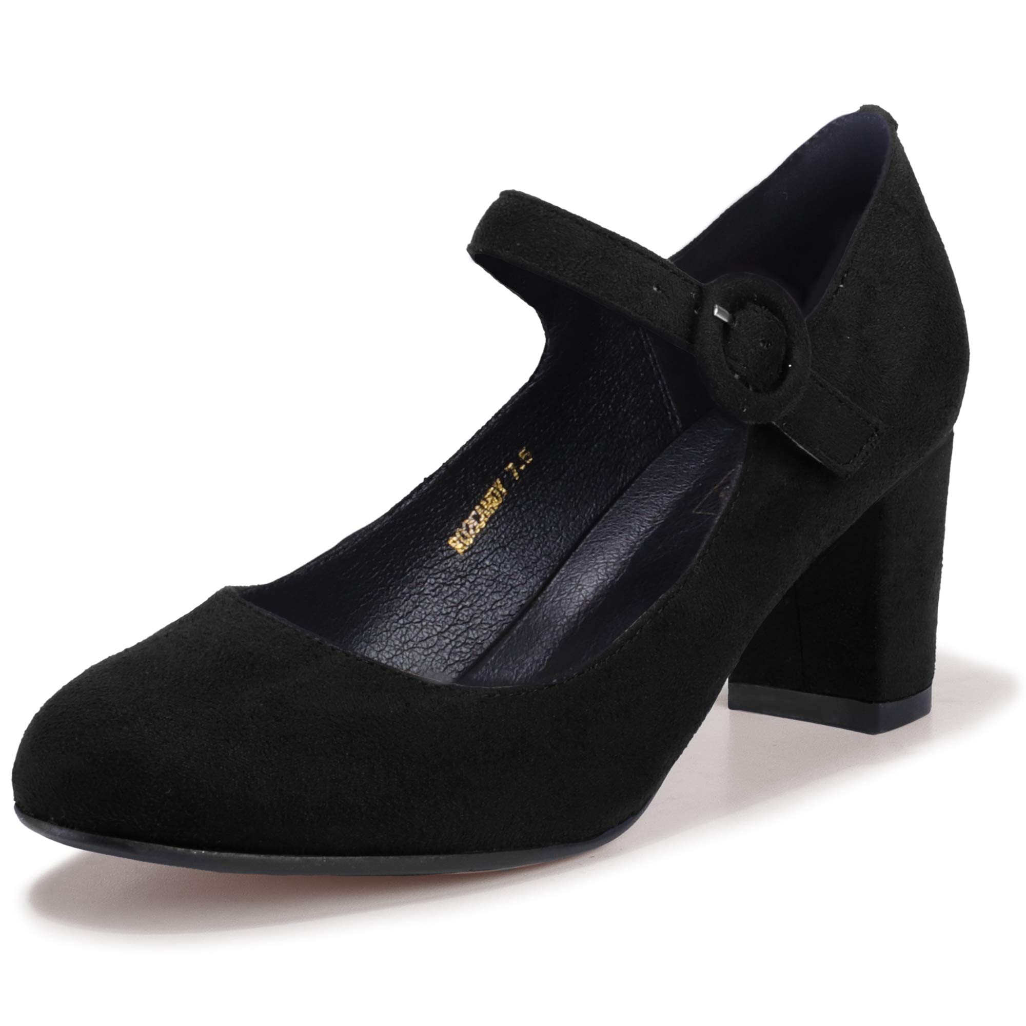 IDIFU Women's Candy Dress Mary Jane Shoes Low Block Heels Closed Round Toe Office Work Church Wedding Pumps