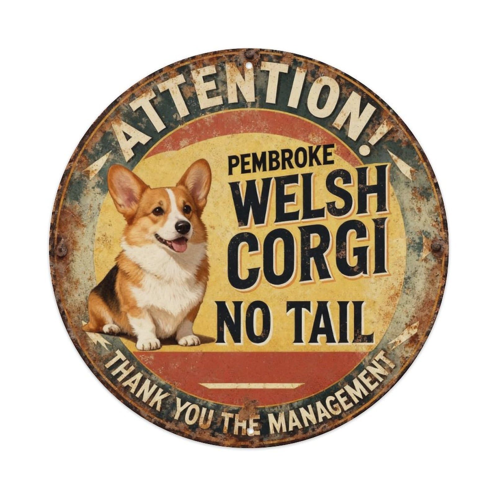 Pembroke Welsh Corgi No Tail Metal Tin Sign Plaque