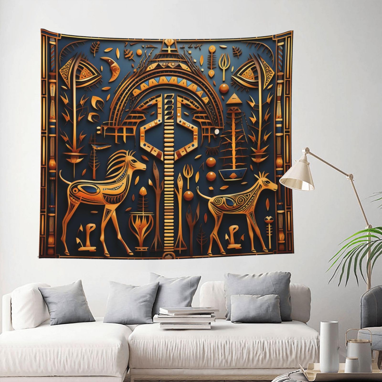 Tapestry 153 X 130 CM Inches Wall Hanging for Living Room African National Patterns Tapestrys Home Decor Soft Aesthetic Tapestries Hanging Decor Blanket Wall Tapestry for Bedroom Dorm Indoor Outdoor