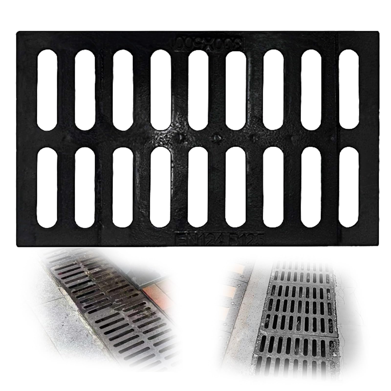 Grille de drainage en fonte ductile 60x60 pour caniveau d'allée et évacuation de garage