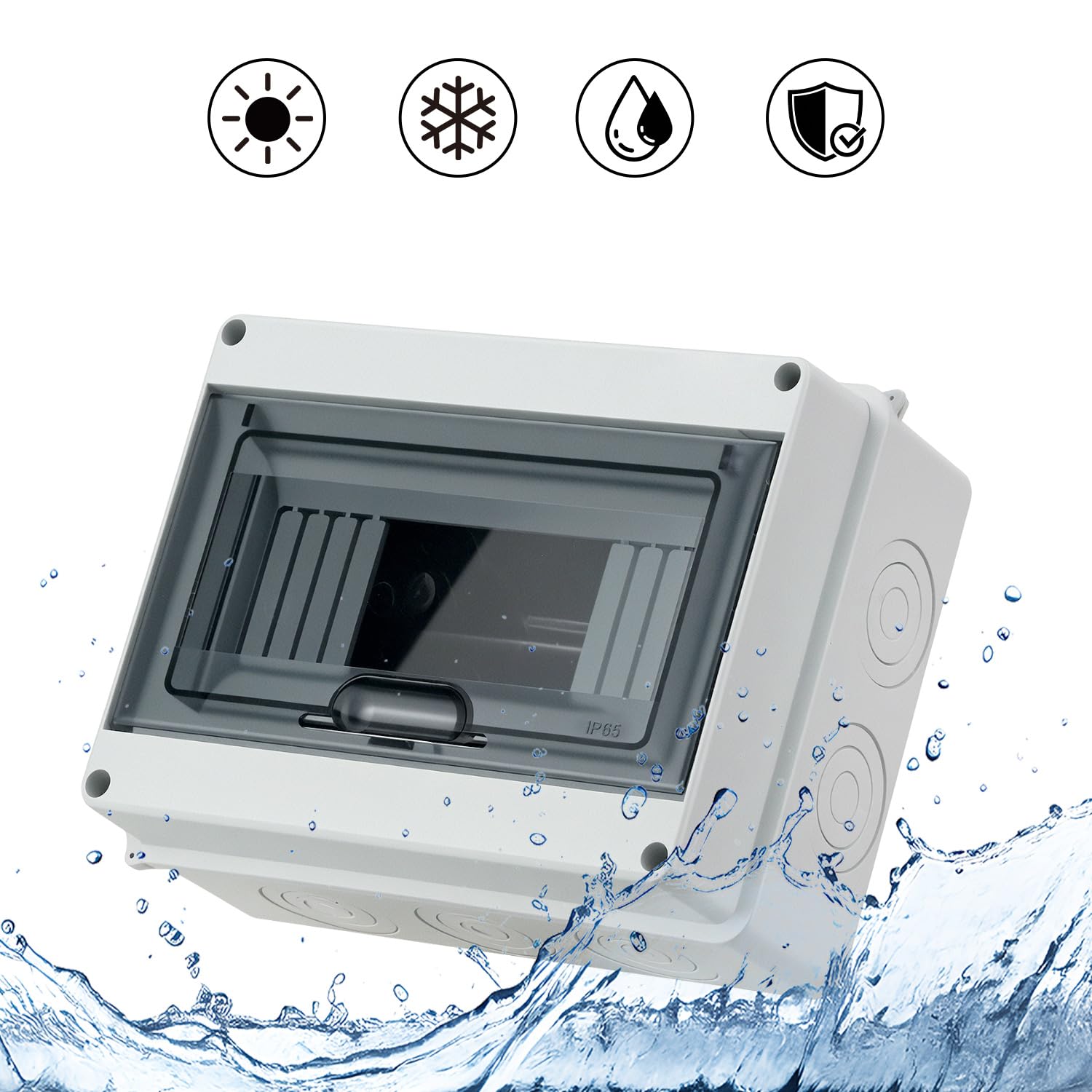 QWORK 8 Way Circuit Breaker MCB Distribution Protection Box, IP65 Waterproof ABS Plastic Breaker Electrical Box and Transparent Cover — Amazon image 5