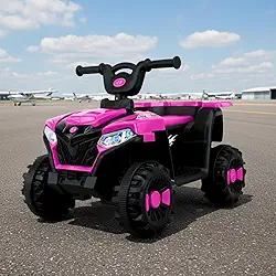 Mini Quadriciclo Elétrico Infantil Bateria 6V com Luz e Som Rosa