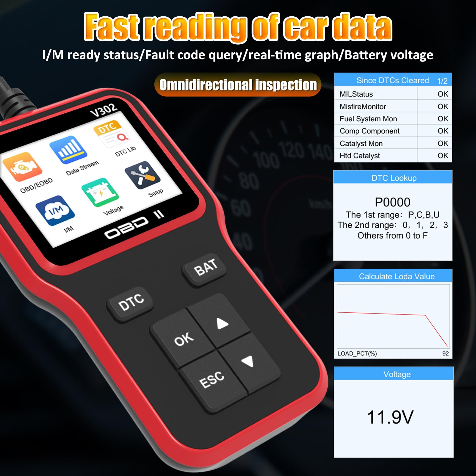 OBD2 Auto Diagnostica Diagnosi-auto Supporta più lingue, Diagnostico OBD2 per Multimarca - Lettore Errore Motore Auto con Funzioni-OBD2, Professionale Diagnostica Per tutti i Veicoli OBDII