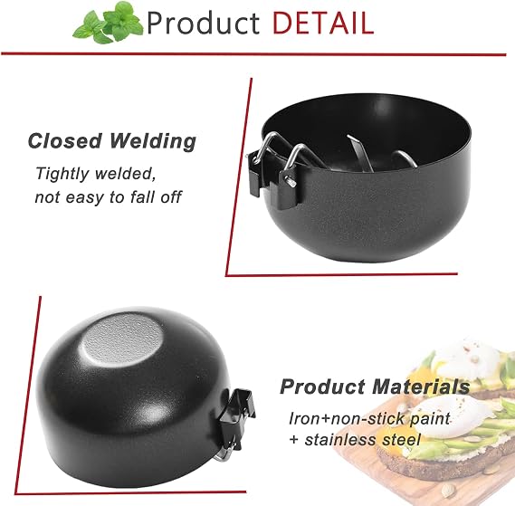 2 PCS Stainless Steel Egg Poacher Egg Cooker, Non-Stick Ear Egg Boiler Poached Egg Maker with Collapsible Hang Ear, Egg Poacher Boiled Eggs Maker Cup for Easy Poaching & Healthy Breakfast