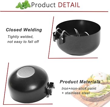 2 PCS Stainless Steel Egg Poacher Egg Cooker, Non-Stick Ear Egg Boiler Poached Egg Maker with Collapsible Hang Ear, Egg Poacher Boiled Eggs Maker Cup for Easy Poaching & Healthy Breakfast