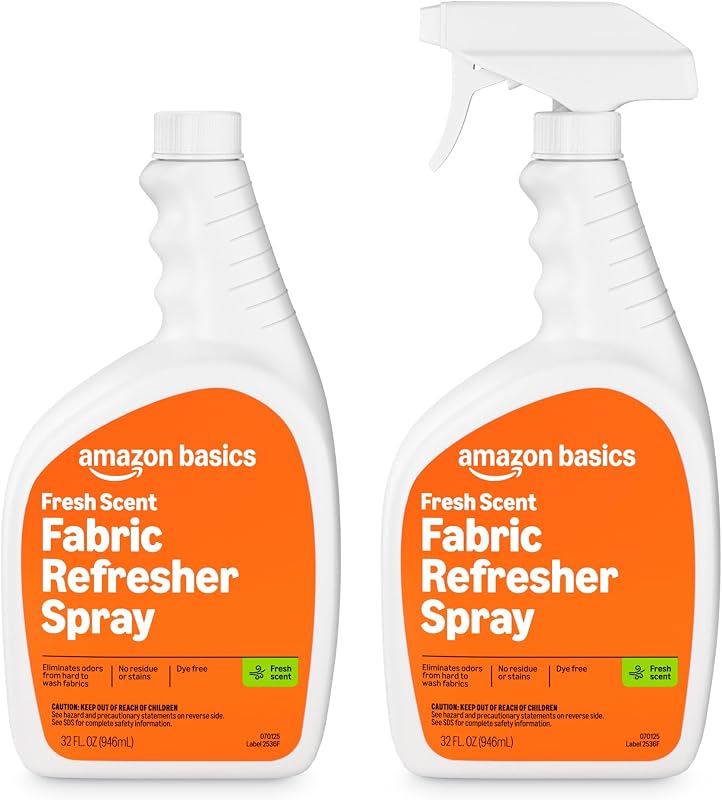 Amazon Basics Fabric Spray, Fabric Freshner, Fresh Scent, 32 fl oz, Pack of 2, Packaging May Vary
