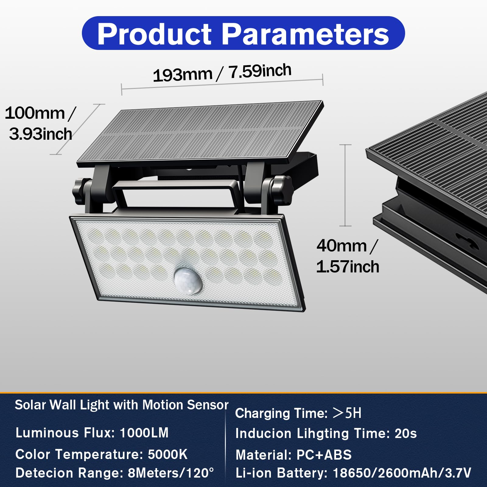 wisdom line Faretto LED da Esterno Solare, 1 Pezzi Led da Parete IP66 Decorative Impermeabili Per Scale,Luce Esterno Energia Solare con Sensori Movimento PIR, Decorative per Giardino,Patio,Recinzione