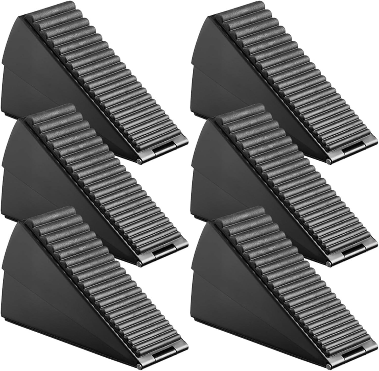 6 Pack Heavy Duty Door Stoppers, Large Adjustable Spring Door Stop & Wedge Combo - 3 Inch Tall with Non-Slip Rubber for Bottom of Any Heavy Door, Suits Carpet, Tile, Hardwood