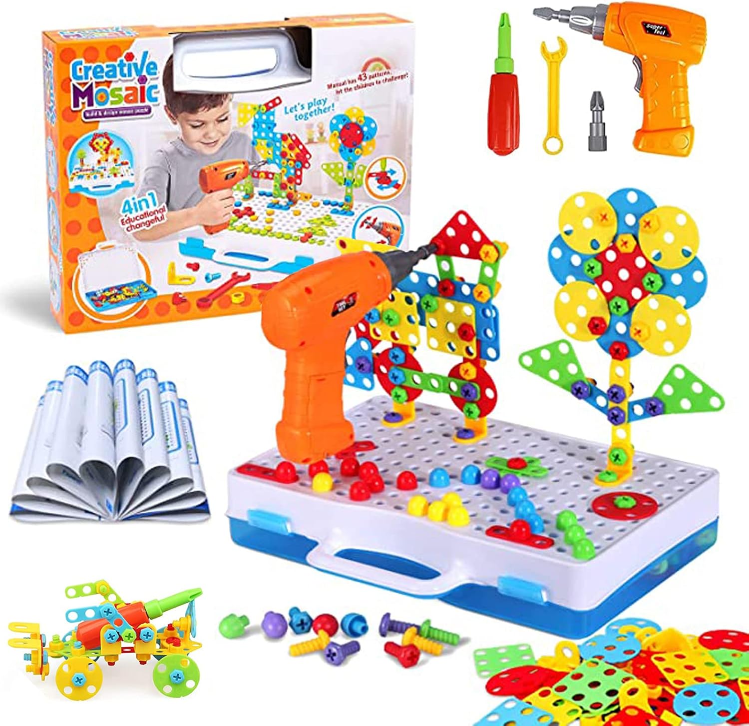 Set De Mosaico Infantil De Madera Con 240 Clavijas – 10 Tarjetas Con Patrones, Bandeja De Almacenamiento, Juguete Educativo De Motricidad Fina Para Niños De 2 A 5 Años