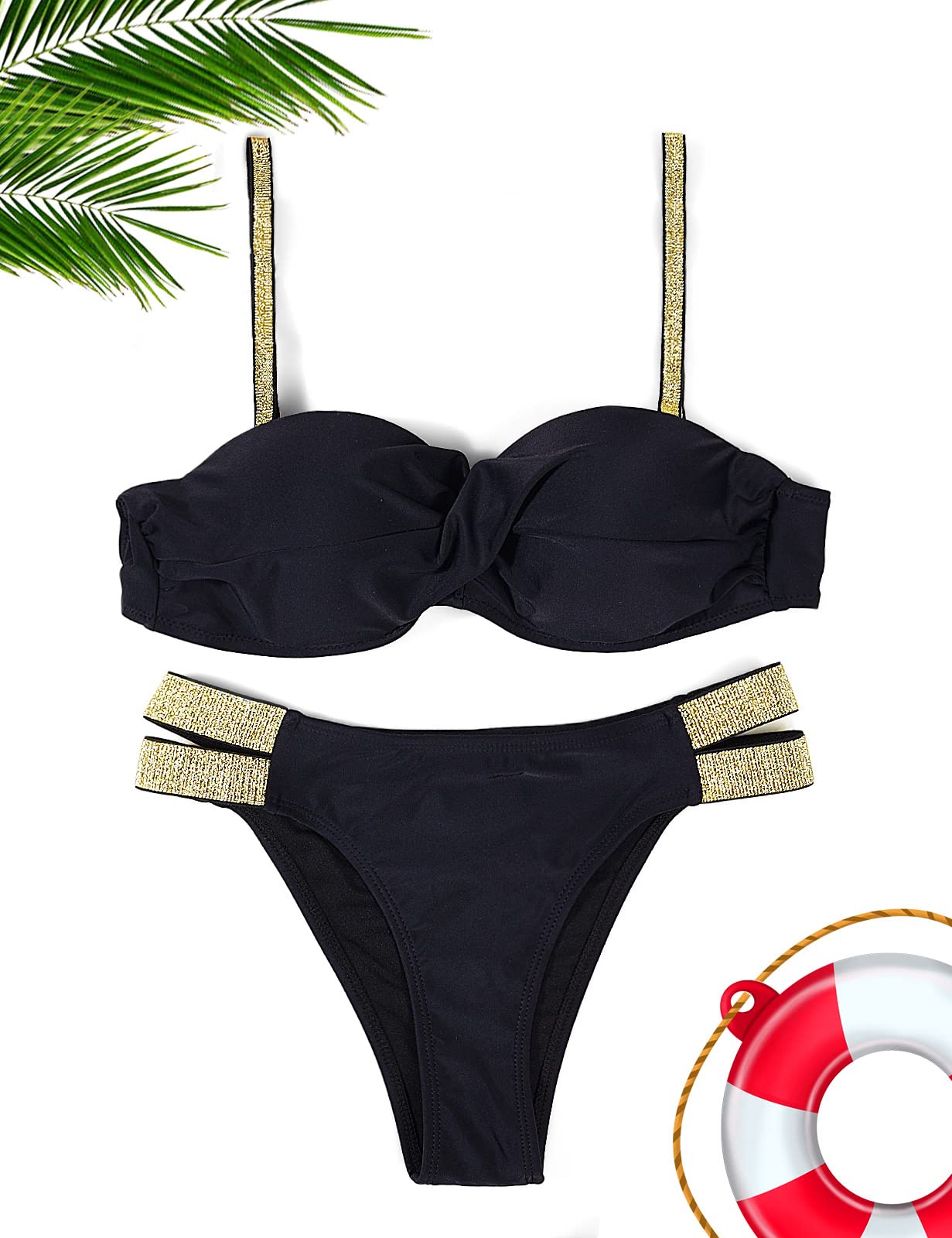 UMIPUBO Costume da Bagno Donna Due Pezzi Push Up Costumi da Mare Donna Bikini Sexy Spiaggia Beachwear Swimwear con Cintura Classico Vestiti da Spiaggia Mare Estate