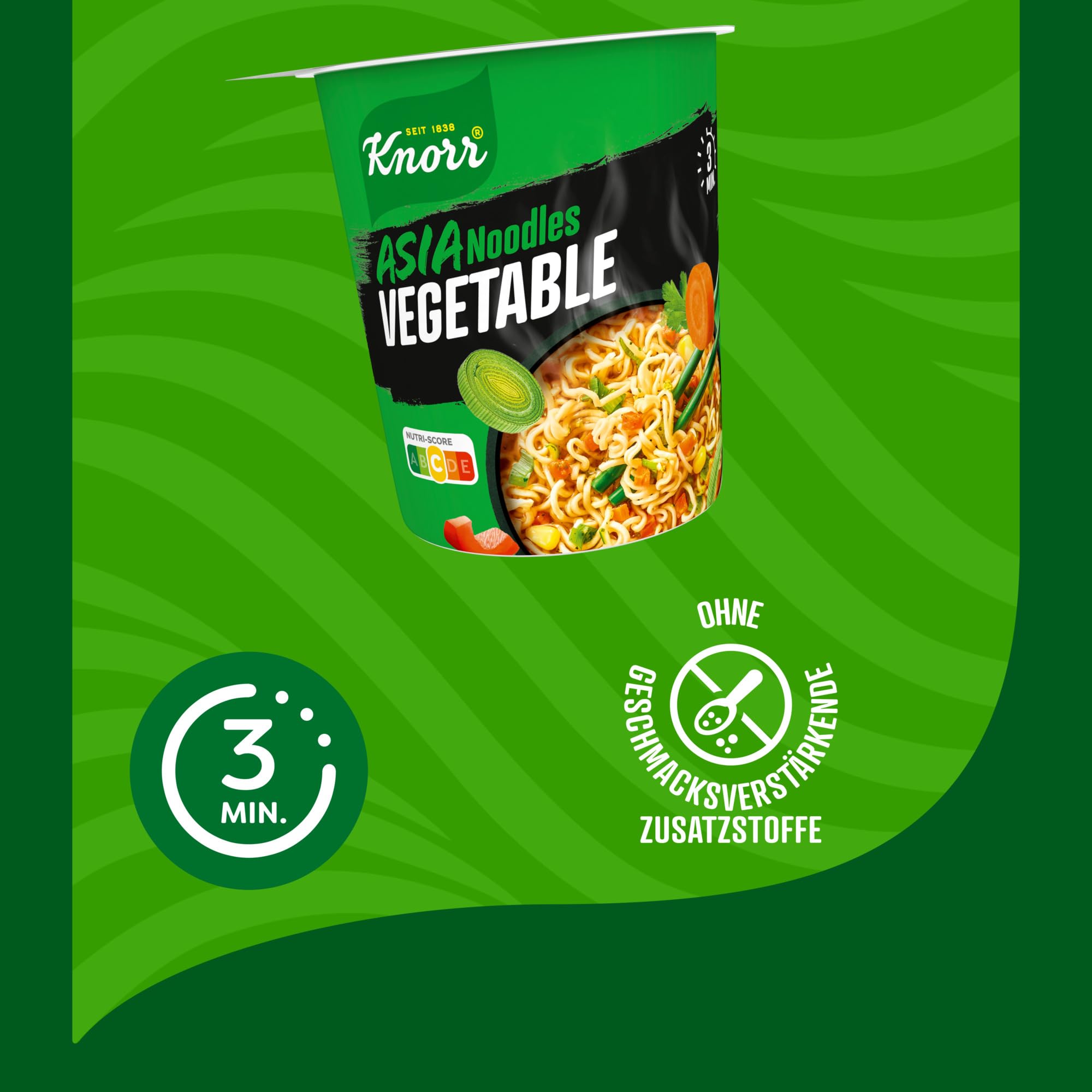 Knorr Instant Nudeln Vegetable Taste schnelles Nudelgericht fertig in nur 3 Minuten 8 x 65 g