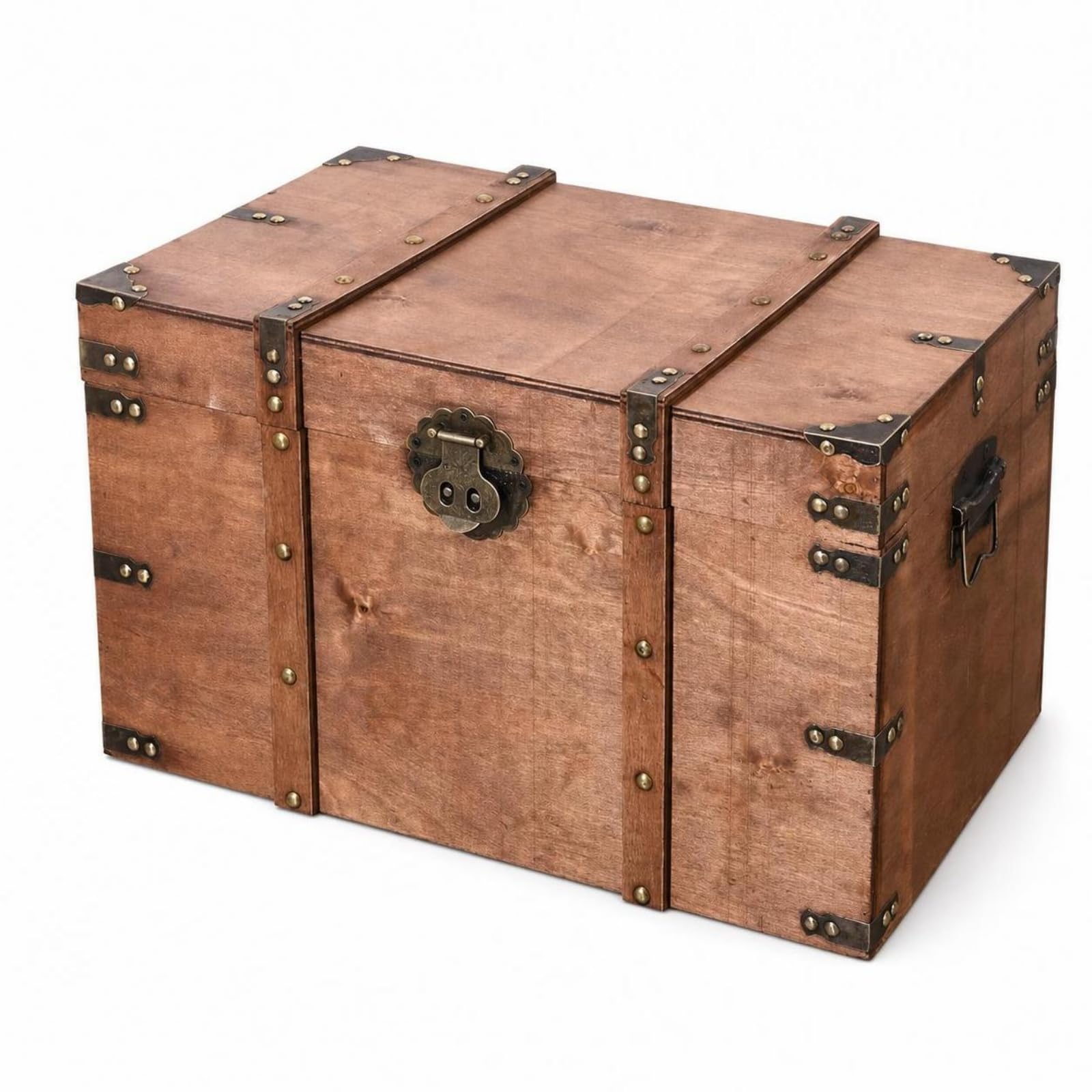 TISHITA Caja de Almacenamiento Vintage de Madera Baúl Decorativo Arcón Retro Organizador Estructura Robusta con Bisagras y, Grande, Caja De Madera Retro De Madera Original, Grande