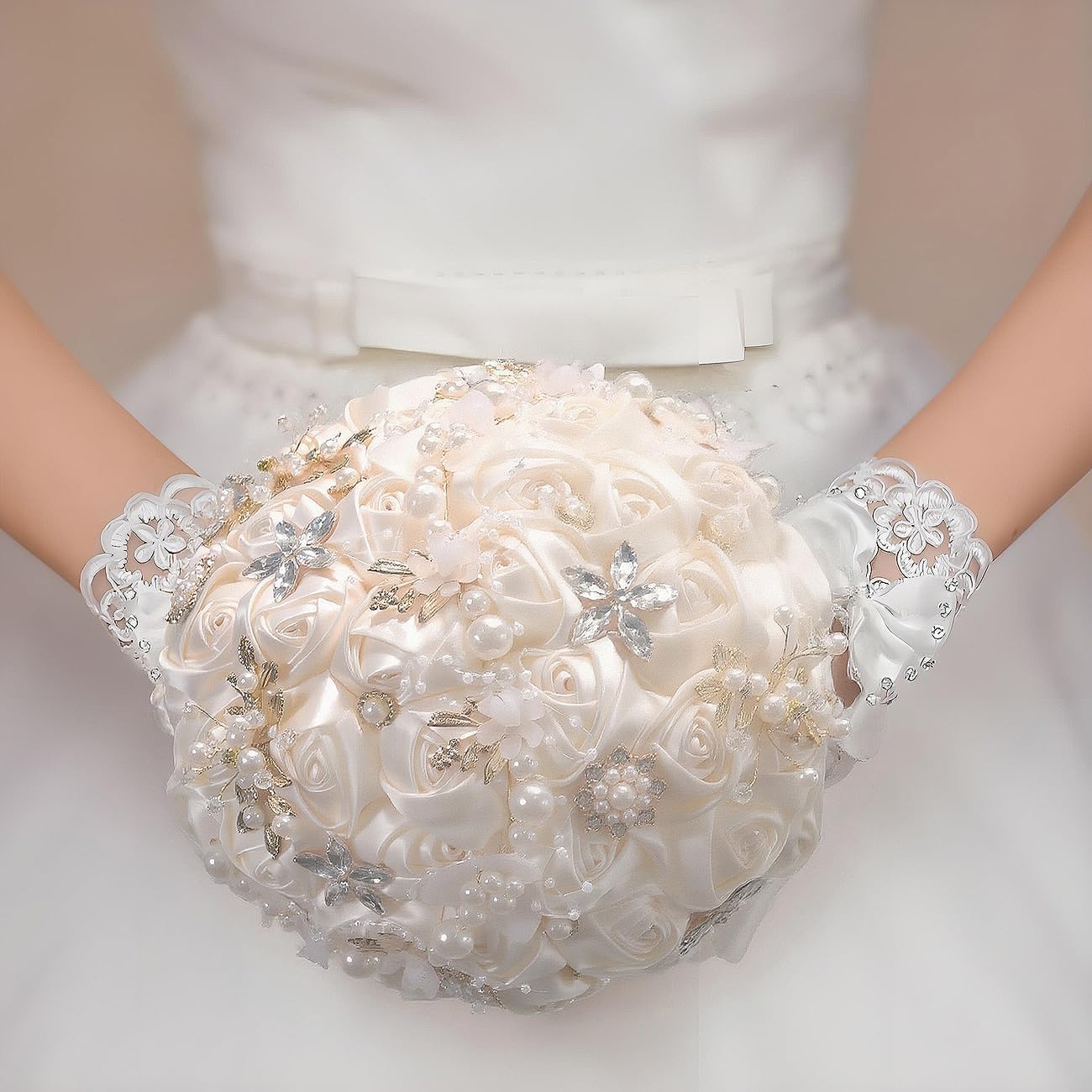 Bridal Wedding Bouquet Round Brooch Bouquet Throw Toss Artificial Rose Flower Perfect for Any Wedding Occasion