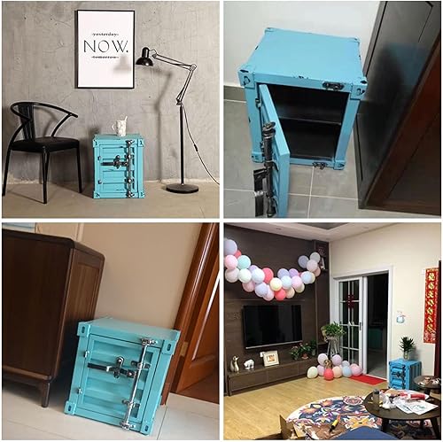 Miniatura 29 de ZHAOYONGLI-End Tables Mesa de noche industrial, vieja, roja, 15.7 x 14.9 x 18.9 pulgadas Oro negro (izquierda),Oro negro (Derecho),Negro-Plata,Azul