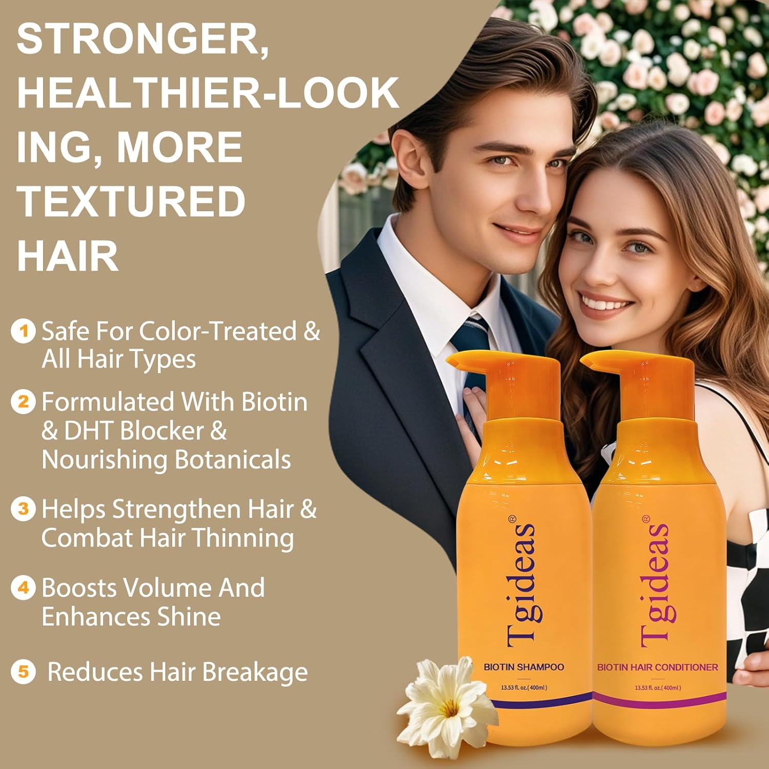 Tgideas Anti-Thinning Biotin Shampoo & Conditioner Set for Thinning Hair Women and Men Hair Loss-Thickening & Strengthening Shampoo - 13.53 fl.oz x 2