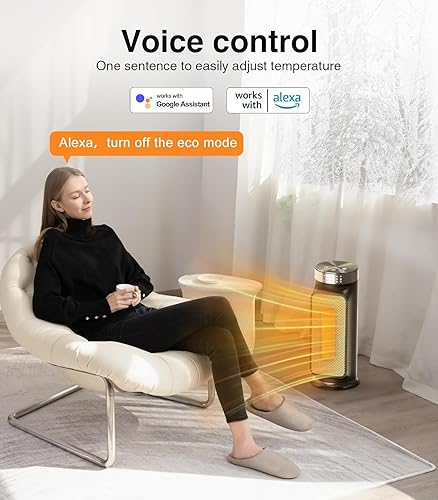 Miniatura 3 de Calentador eléctrico inteligente de 1500 W para espacios interiores, control WiFiaplicación, control remoto incluido, temporizador de 24 horas, 5