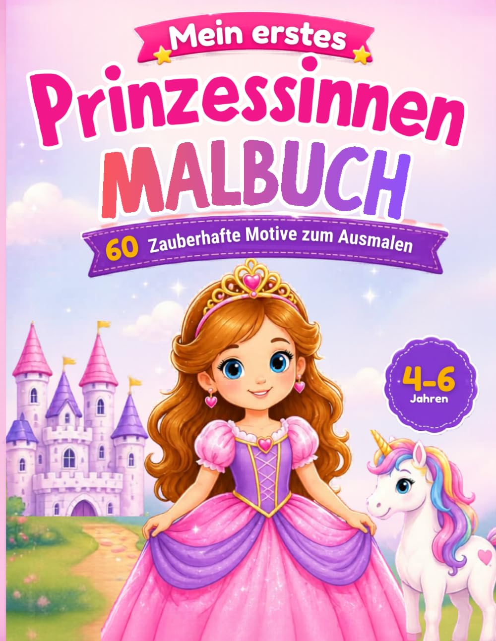 Mein erstes Prinzessinnen Malbuch: 60 zauberhafte Motive zum Ausmalen mit dicken Linien und einfachen Formen für Kinder von 4 bis 6 Jahren
