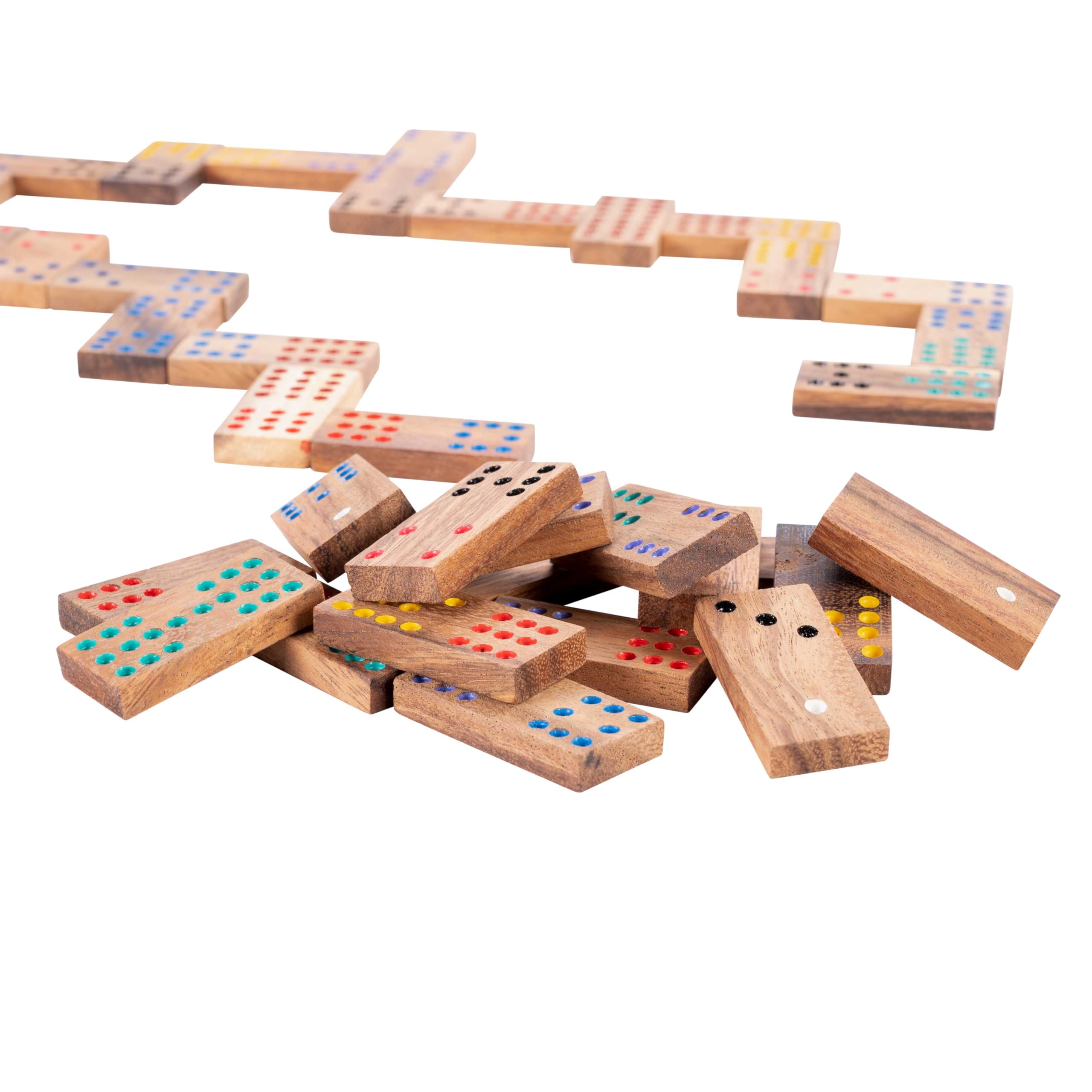 Engelhart Jeu de Domino en Bois Naturel Écologique Double 12 Coffret Inclus pour 2 à 8 Joueurs