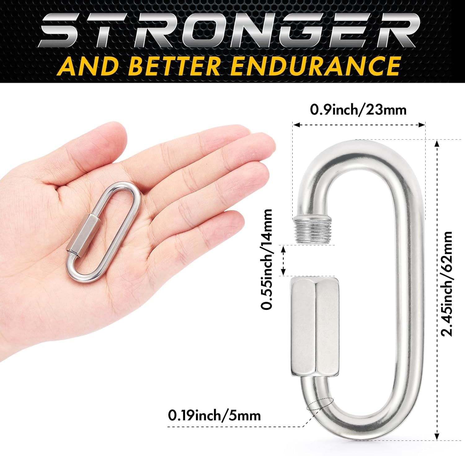 Sprookber Stainless Steel Chain Links - 6 Pack -2 Sprookber Stainless Steel Chain Links - 6 Pack -2
