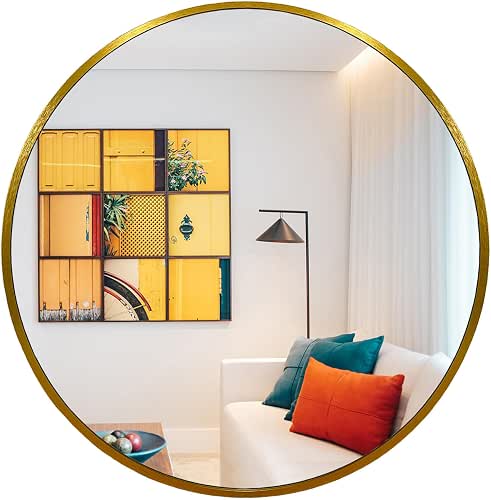 Oruii Gold Round Mirror 30 inch, Large Golden Circle Mirror