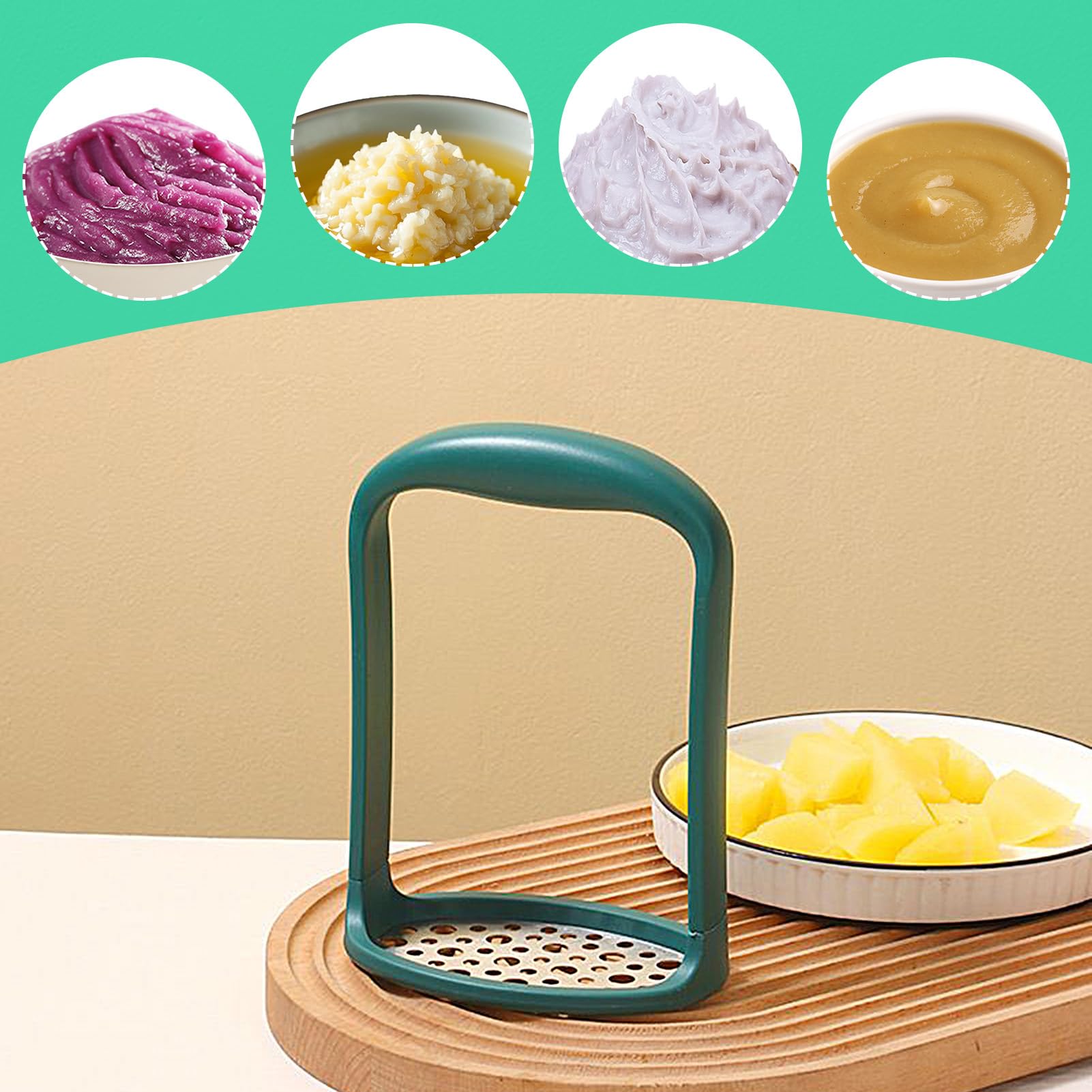 Kartoffelpresse Edelstahl Rutschfester Griff Zerkleinerer | Kartoffelstampfer Werkzeug für Avocado, Banane, Haushalt, Küche, Restaurant, Wohnung, Mahlzeitenvorbereitung und Backen