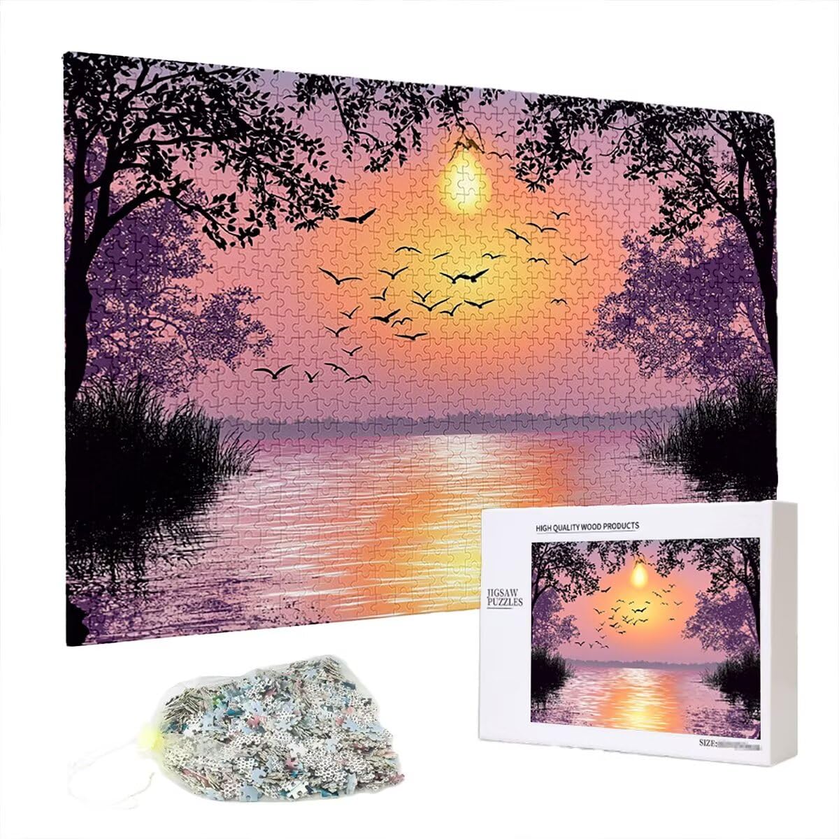 Puzzle 5000 elementów, krajobraz, zachód słońca, 5000 elementów, drewniane puzzle dla dorosłych, trudna łamigłówka, gra logiczna dla całej rodziny, dekoracja pokoju, prezenty dla kobiet, F-8