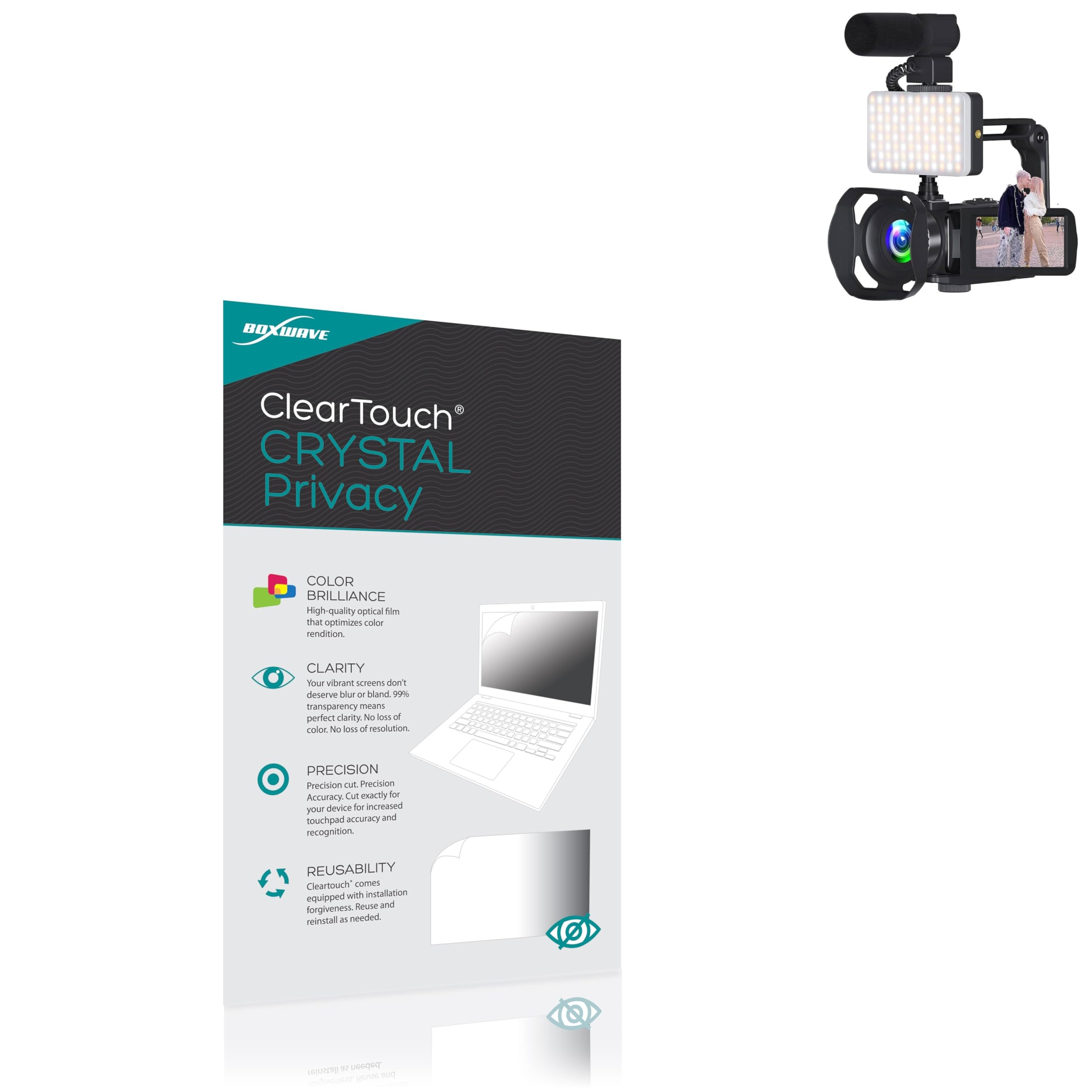 BoxWave Screen Protector Compatible With VETEK Video Camera 8k Camcorder (A06) - ClearTouch Crystal Privacy (2-Pack), Privacy Screen Protector Flexible Film Clear