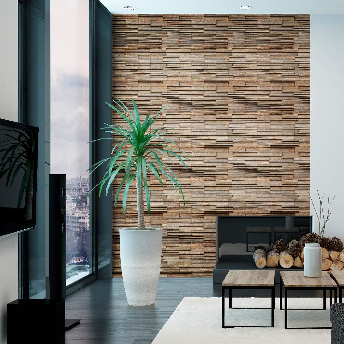 1 x Adhesive Wall Sticker for Bathroom/Kitchen/Living Room - Wood Coat Design - 40 x 40 cm