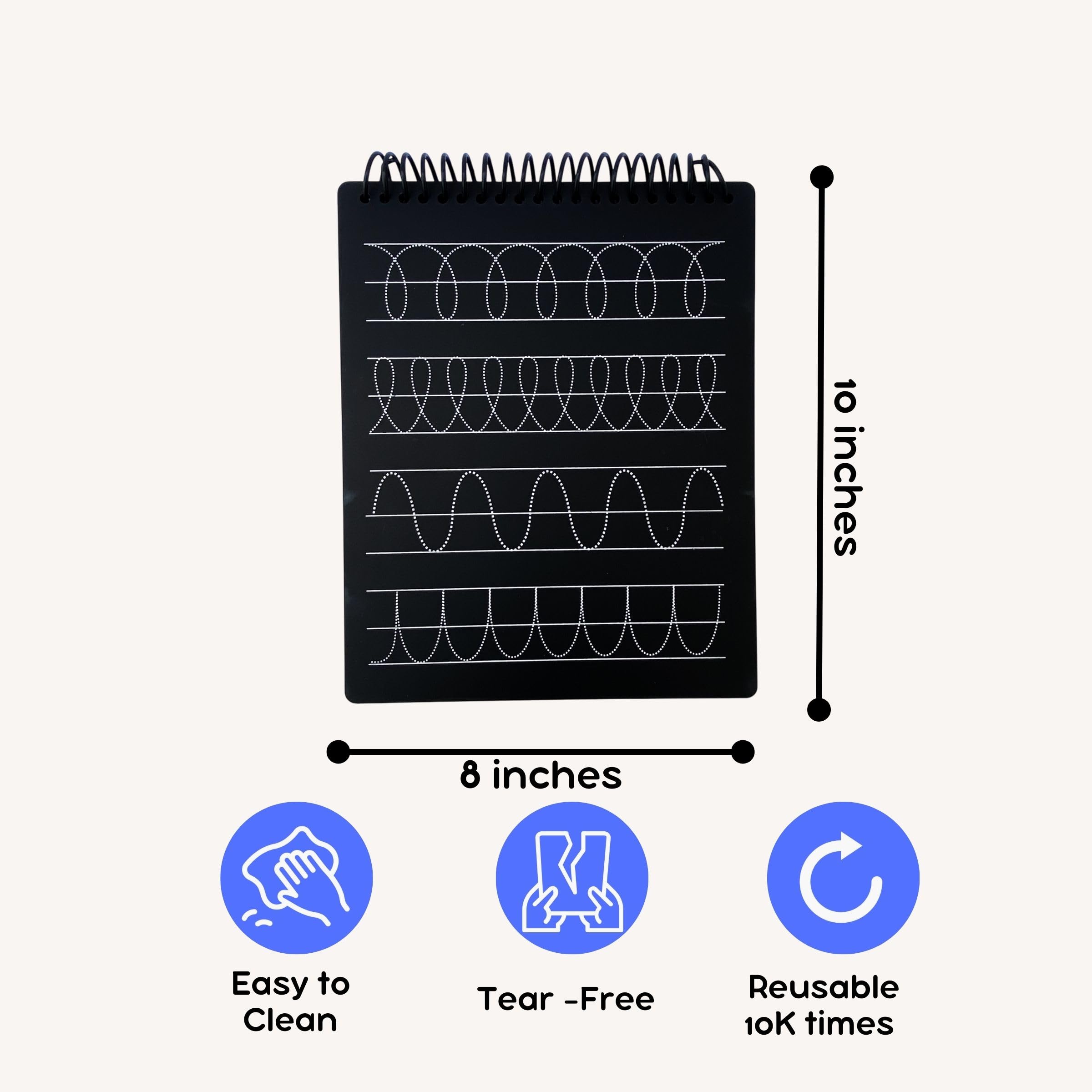 Berrybee 8-in-1 Double-Sided Montessori Pre-Writing Board for Kids | Reusable Pattern Tracing Board with Lines & Curves | Fine Motor & Handwriting Practice | Ages 2-6 2