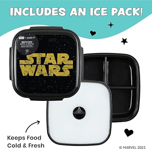 Miniatura 3 de Yoobi Star Wars X Classic - Caja Bento y bolsa de hielo negra - Lonchera de 3 compartimentos, apta para lavavajillas y microondas, contenedor de