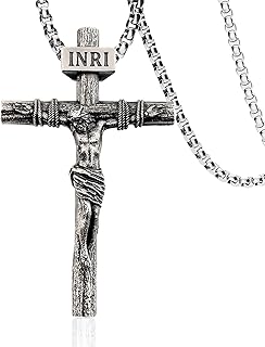 ZENLUNANO Crucifix Cross Necklace for Men and Women with Exquisite Jesus Pendant and Stainless Steel Chain 16-30 Inch