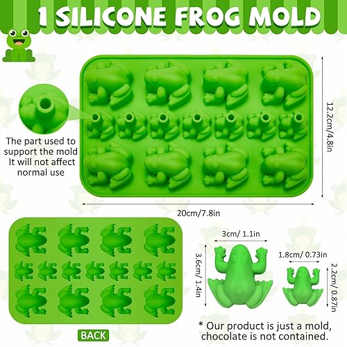 Miniatura 4 de Domensi Molde de silicona para chocolate con forma de rana de caramelo, bandeja de hielo de gelatina de Pascua en forma de rana de 10 plagas para