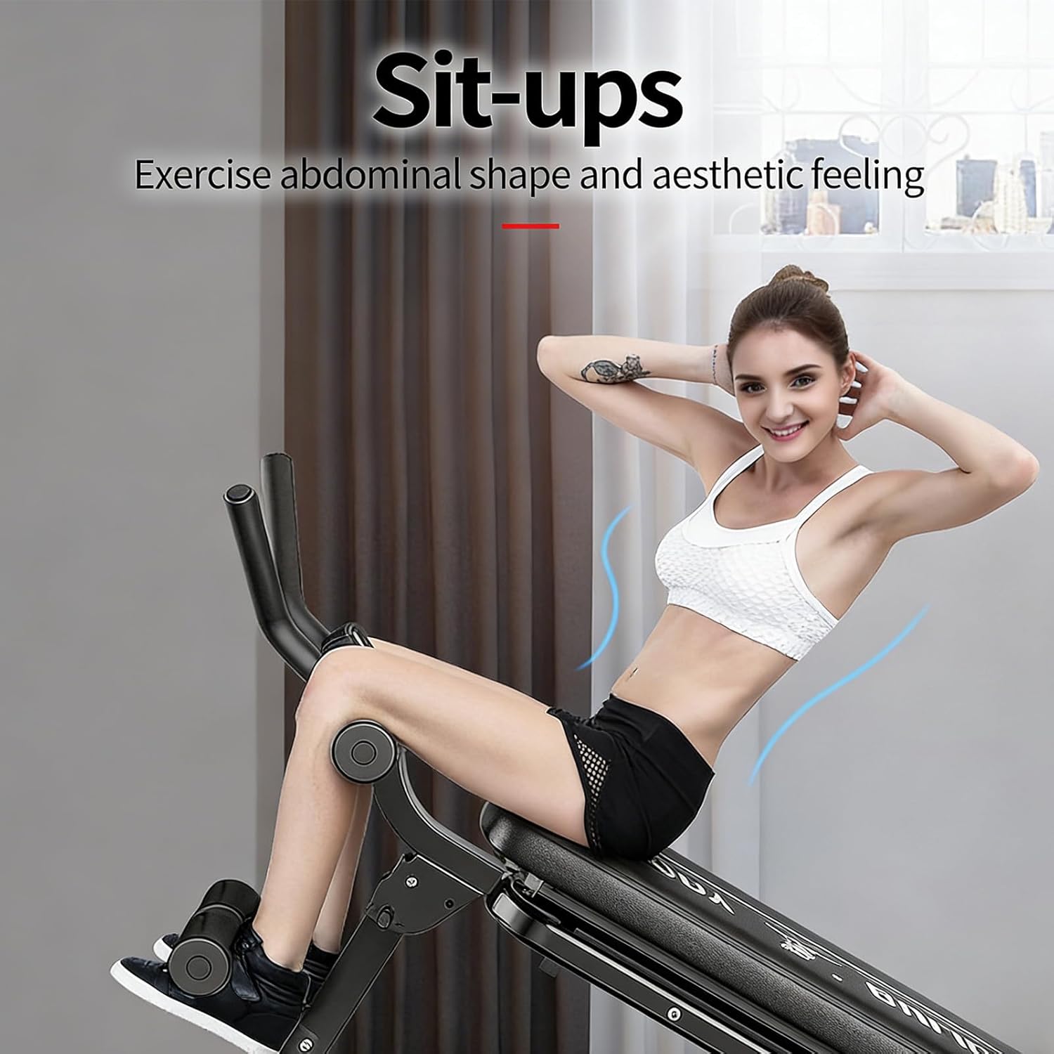 Sit Up Bench Adjustable,Ab Workout Machine,Foldable Sit-Up Bench,Exercise Machine Bench,Multi-Functional Exercise Equipment For Leg,Abdomen Trainer For Stomach Workout,Strength Training Weight Benchs