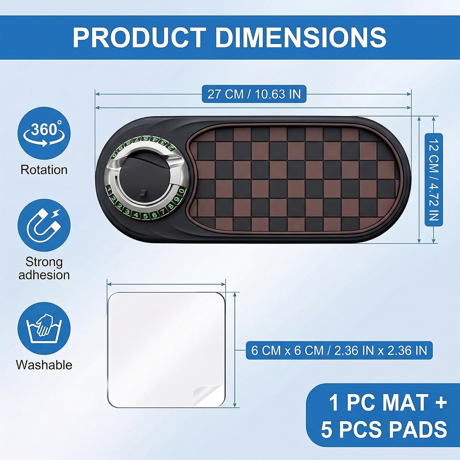 Multifunction Car Anti-Slip Mat,Car Anti Slip Mat Phone Holder For Dashboard,Multifunctional Car Dashboard Phone Holder,With Temporary Parking Numbe For Phone Sunglasses Keys Gadgets (Brown+Silver)