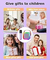 Vista 7 de Mini máquina de karaoke con altavoz para niños y adultos, portátil con Bluetooth y 1-2 micrófonos inalámbricos, regalos de Navidad y cumpleaños