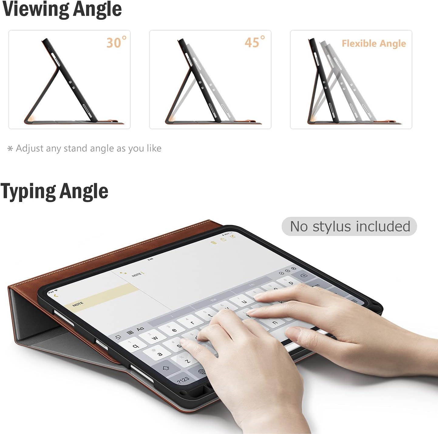 Antbox Case for iPad Pro 11 inch 4th Generation (2022)/3rd/2nd/1st Gen Vegan Leather with Pencil Holder Auto Sleep/Wake Function iPad Pro 11 Cover (Brown) - Image 3