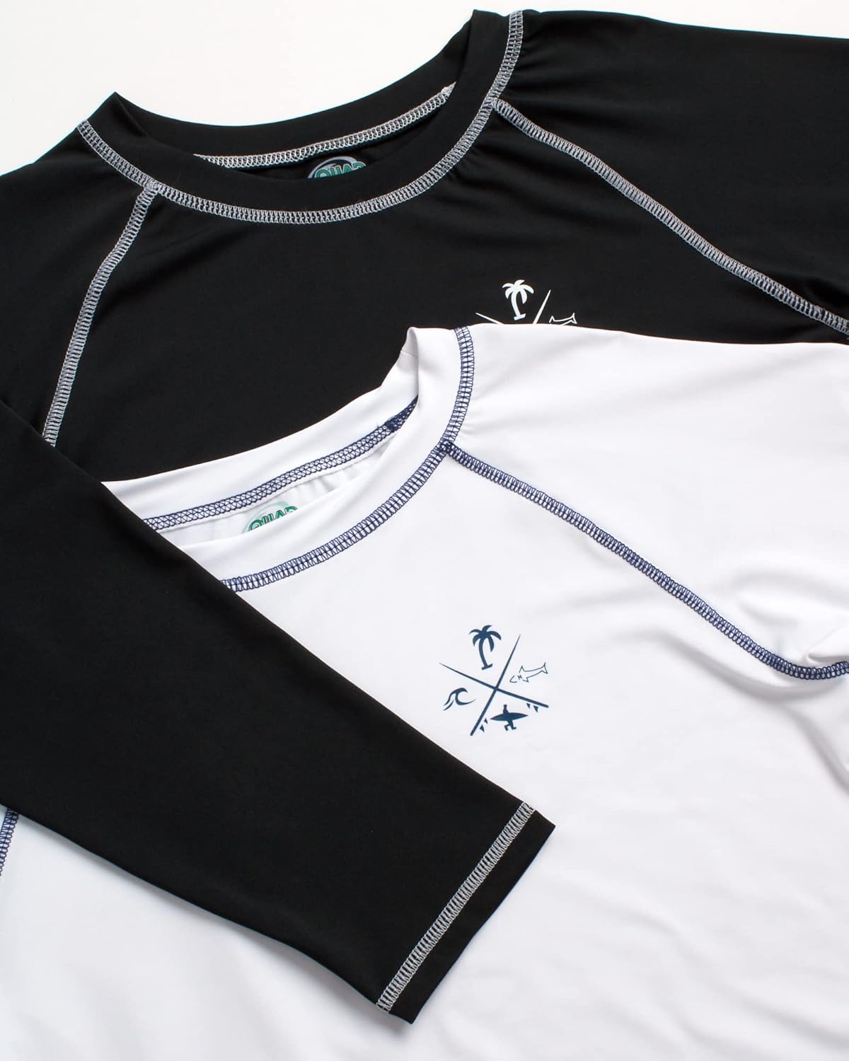 Quad Seven Boys Swim Shirt - 2 Pack Sun Protection Quicky Dry Long Sleeve Rash Guard for Boys Youth Kids Swimwear (2T-18) - Image 3