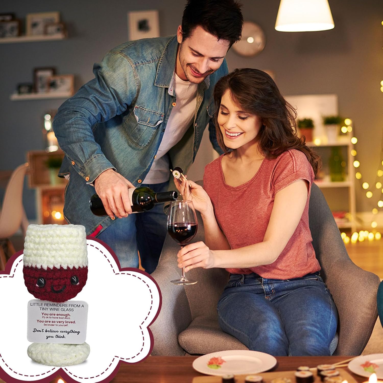 Mini Wine Glasses,Funny Emotional Support Crochet Glass Birthday Gift for Wine Lovers,Cute Home Bar Decoration for WineNight Unique Happy Hour Accessory,Wineglass Gift for Men Women Drinkers - Image 7