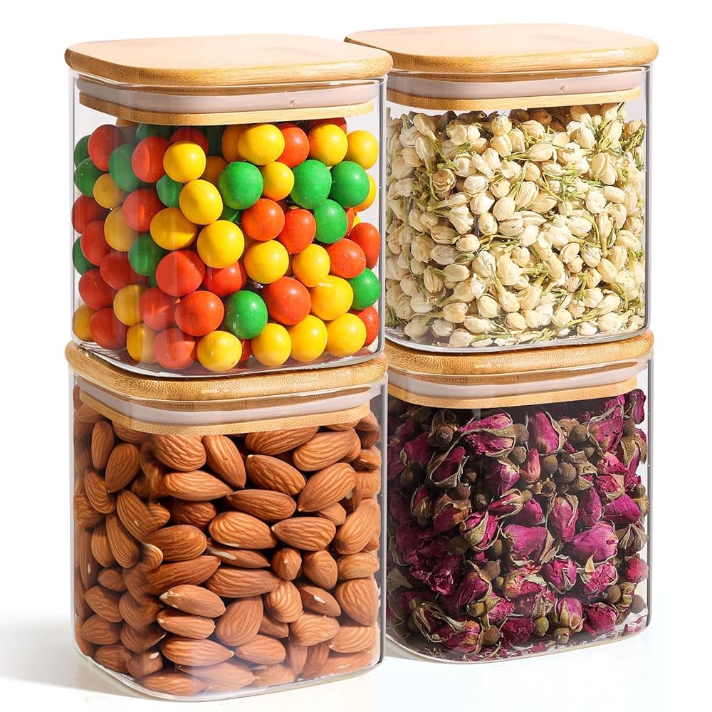 Set 4 Barattoli In Vetro Con Coperchio 500ml - Per Conservare Spezie, Caffè, Zucchero | Con Cucchiaio Ed Etichette - Foto 8