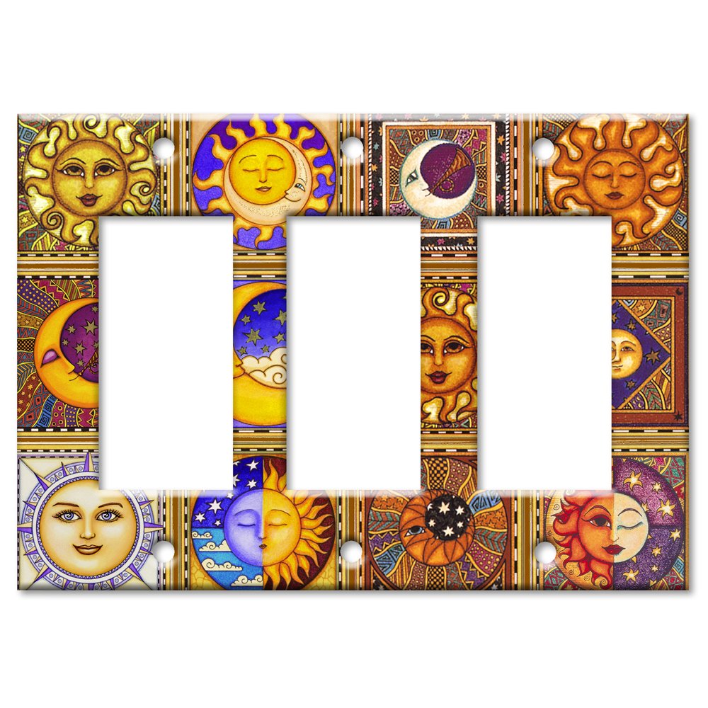 Art Plates - Celestials Theme Metal Wall Plate - Triple Gang Rocker - Image by Dan Morris - Made in USA