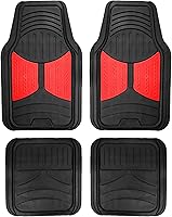 FH Group Monster Eyes Red Trimmable Rubber Floor Mats Full Set - Universal Fit for Cars Trucks SUVs