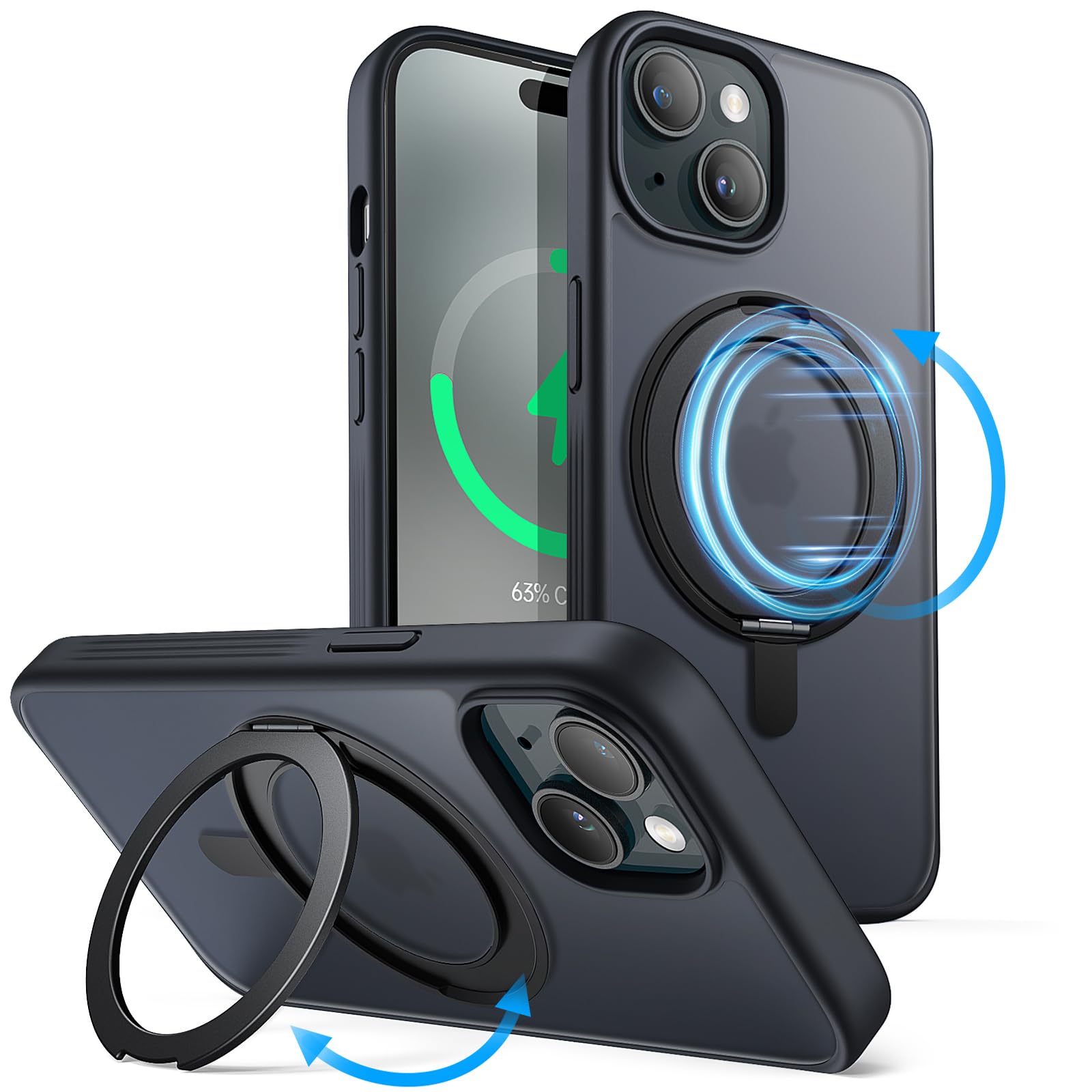 Amazon.co.jp: JETech iPhone 15 Plus用 360°回転リングスタンドケース