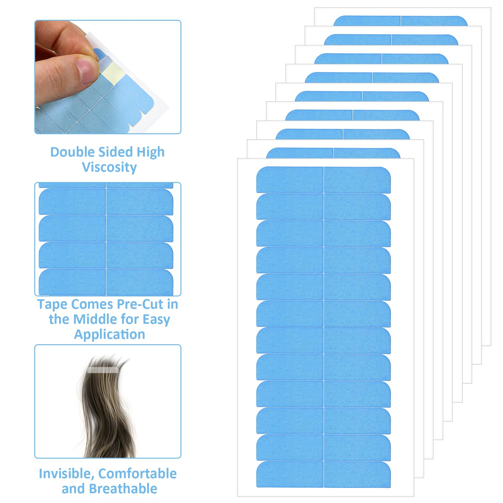 cobee Lot de 120 bandes adhésives de rechange pour extensions de cheveux - 4 x 0,8 cm - Double face - Pour extensions de cheveux
