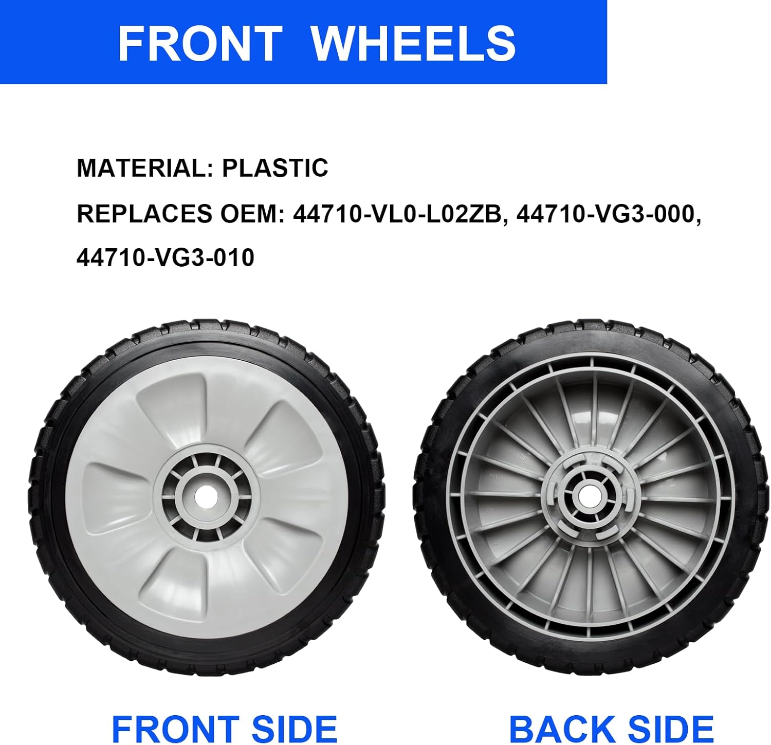 8" Replacement Lawn Mower Wheel Kit (2X Front Drive Wheel 44710-VL0-L02ZB + 2X Rear Wheel 42710-VE2-M02ZE) for Honda 44710-VG3-000 44710-VG3-010 42710-VG3-B00 42710-VE2-M00ZE Walk Behind Lawn Mower