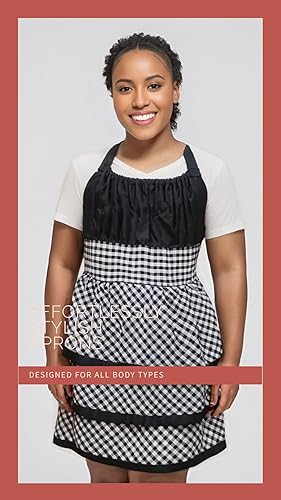 Miniatura 5 de Lindos Delantales de Patrón Floral Retro con Bolsillos Grandes para Mujeres Niñas Cocina Panadería Regalo para Madre